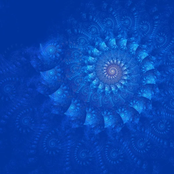 Renderowanie Abstrakcyjnego Spiralnego Tła Kolorze Niebieskim Ozdobami — Zdjęcie stockowe