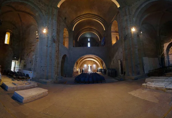 Fisheye View Maguelone Cathedral Interior Villeneuve Les Maguelone France — Stock Photo, Image