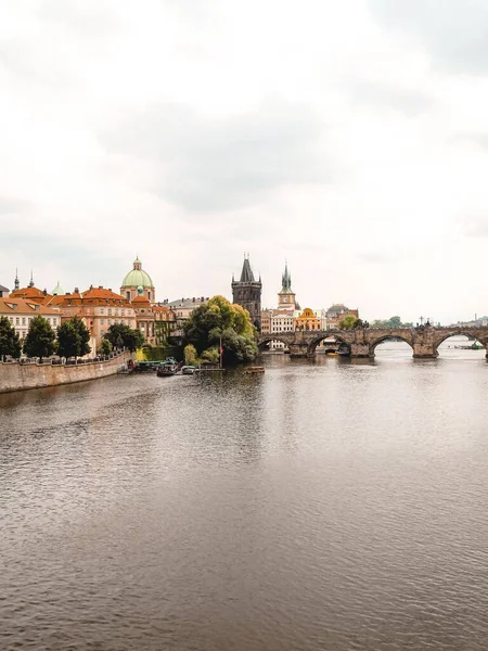 Vue Incroyable Sur Pont Charles Prague — Photo