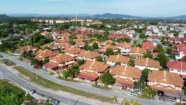 Aerial View Residential Houses Orange Red Roofs — Stock Photo, Image