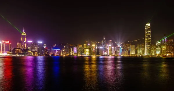 Impresionante Paisaje Urbano Edificios Iluminados Durante Noche Hong Kong China —  Fotos de Stock