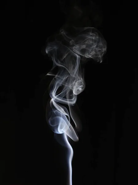 Closeup Abstract Light White Smoke Swirl Black Background — Stock Photo, Image