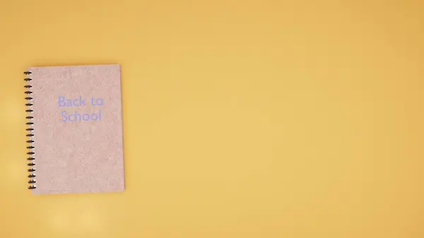 Horní Pohled Hnědý Notebook Žlutém Pozadí Koncept Návratu Školy — Stock fotografie