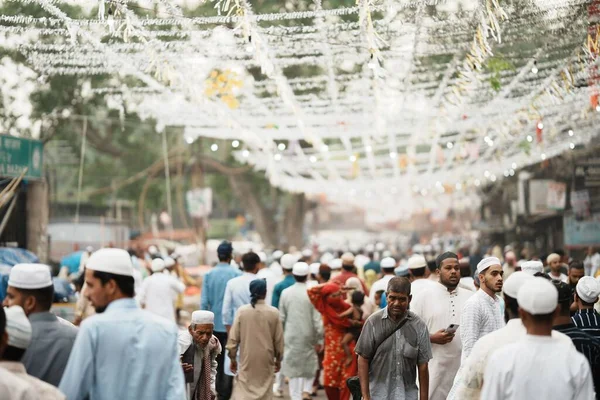 Crowd People Delfter Shroud Fire Gamma Mosque Market India — Stock Photo, Image
