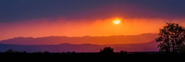 Uma Vista Panorâmica Das Belas Montanhas Pôr Sol Novo México — Fotografia de Stock