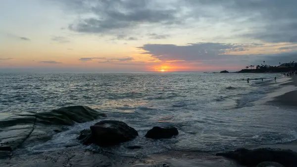 Belo Pôr Sol Nas Praias Laguna Beach Orange County Califórnia — Fotografia de Stock