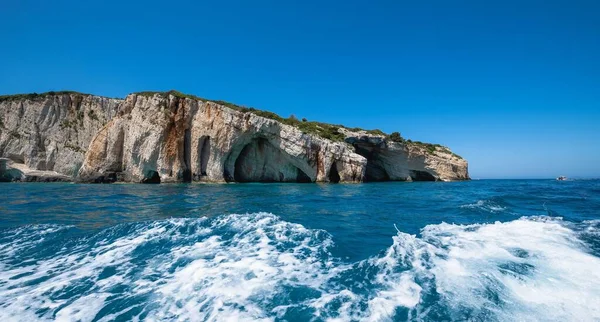 Een Close Shot Van Blauwe Grotten Zakynthos Griekenland Zomer — Stockfoto