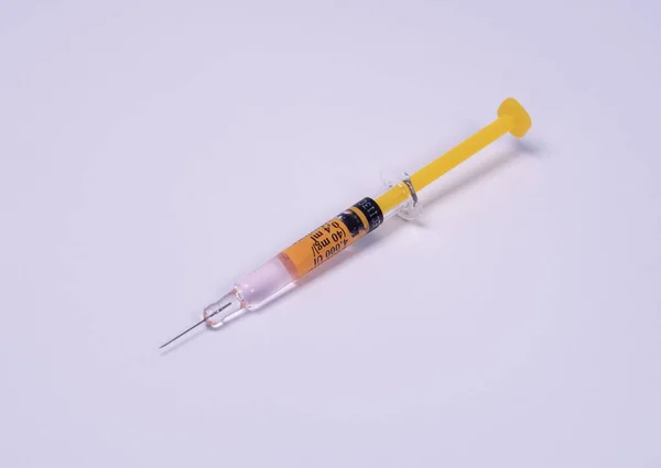 Syringe Isolated White Background Vaccine Ready Use — Stock Photo, Image