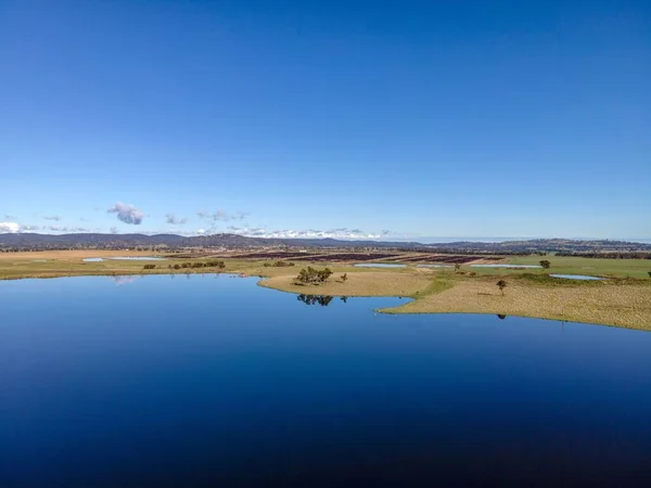 Uma Vista Panorâmica Litoral Com Campos Agrícolas Segundo Plano Austrália — Fotografia de Stock