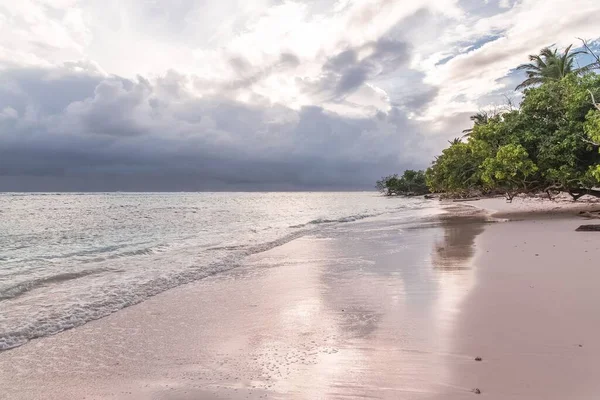 Pink Sand Beach Wave Flow Ebb Sea Guadeloupe — Stock Photo, Image