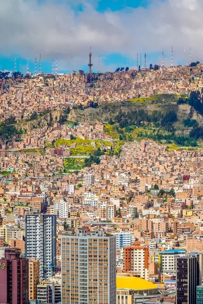 Een Panoramisch Uitzicht Hoogbouw Sloppenwijken — Stockfoto