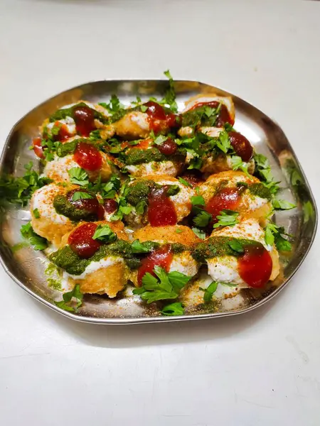 Closeup Shrimp Salad Seasoned Herbs Ketchup — Stock Photo, Image