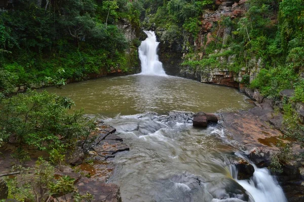 Splendida Vista Della Cascata Tirathgarh Nel Parco Nazionale Della Valle — Foto Stock