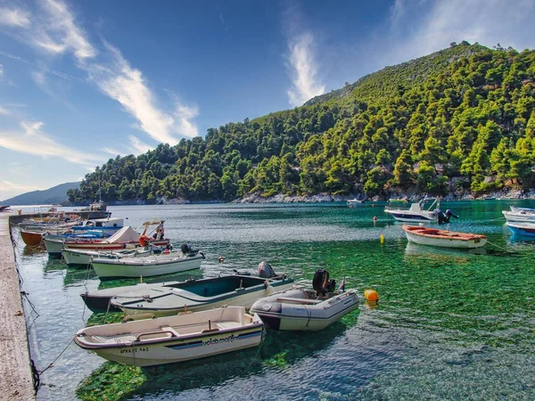 Die Boote Einem Strand Dorf Agnontas Auf Der Insel Skopelos — Stockfoto
