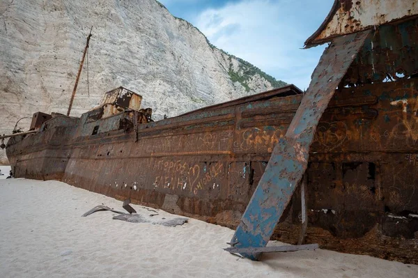 Closeup Shot Ancient Boat Zakynthos Greece — Stock Photo, Image