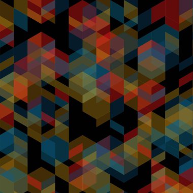 Altıgenin soyut dekoratif çizimi ve duvar kağıtları için çok renkli geometrik arkaplanı olan üçgen mozaik şablon