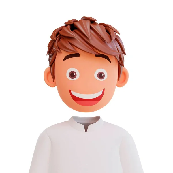 Made Happy Boy Avatar Met Een Wit Shirt Witte Achtergrond — Stockfoto