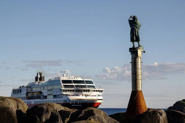 Hafen Von Svolvaer Lofoten Hurtigruten Boot — Stockfoto