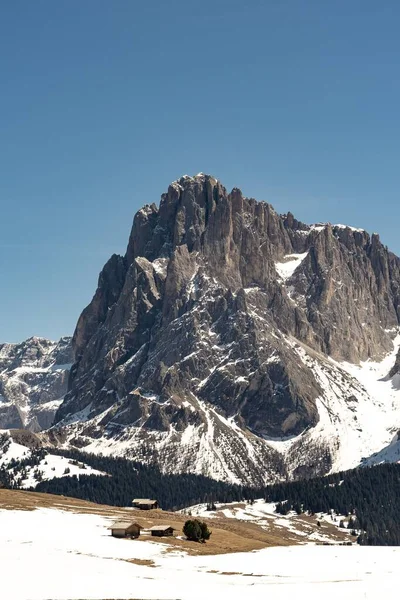 Colpo Verticale Dell Alpe Nevosa Siusi Alpe Sius — Foto Stock