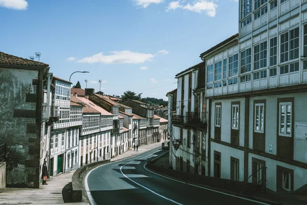 Aerial View Cityscape Portugal Road Surrounded Buildings — Stock Photo, Image