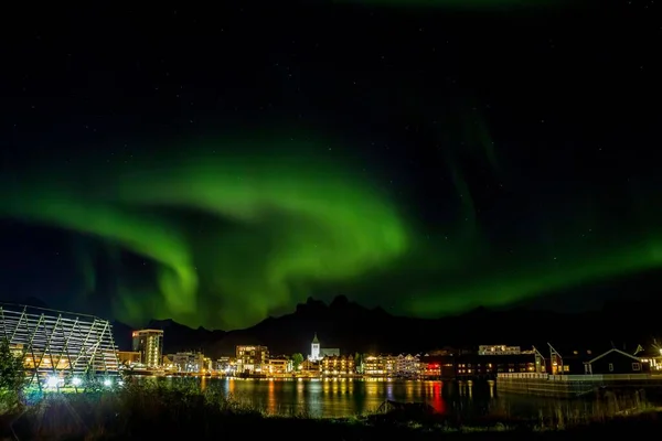 Svolvaer Aurora Borealis Lofoten — Stock Fotó