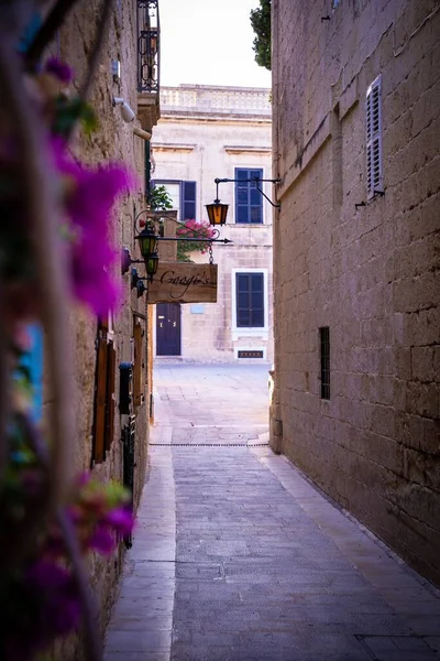 Een Smalle Straat Van Mdina Middeleeuwse Stad Malta — Stockfoto