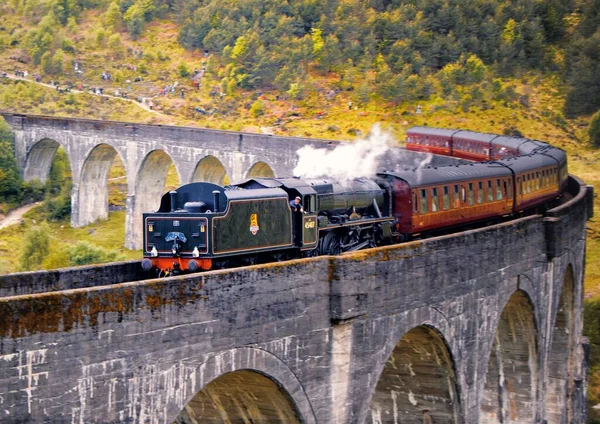 Jacobites Express Steam Train Highlands Scotland Glenfinnan — Stock Photo, Image