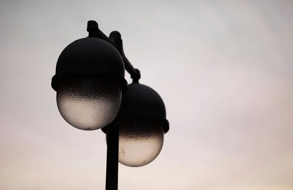 Closeup Street Lamps Cloudy Sky — Stock Photo, Image