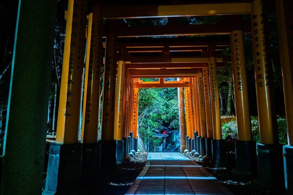 Piękny Strzał Fushimi Inari Taisha Przybytek Wieczorem Kioto Japonia — Zdjęcie stockowe