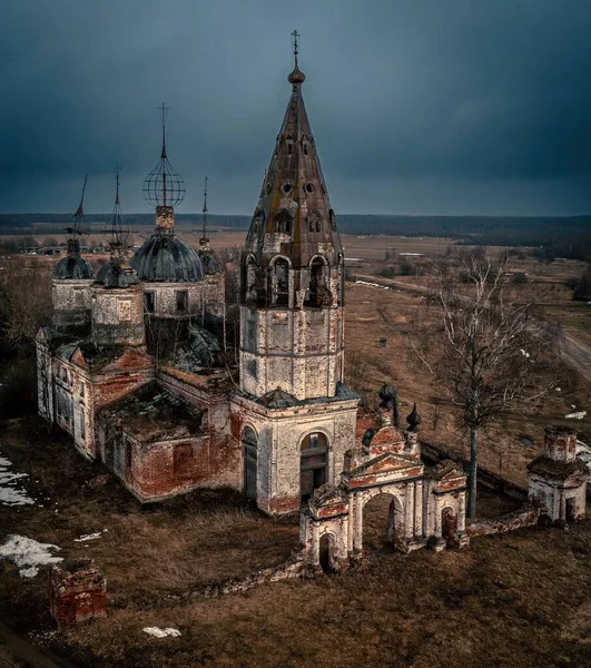 Een Schilderachtig Uitzicht Verlaten Kerk Van Opstanding Van Christus Ostrov — Stockfoto