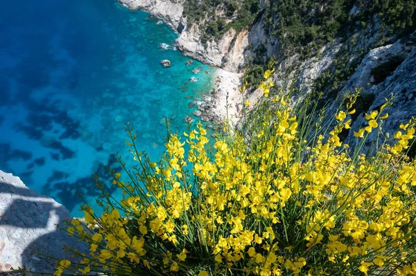 Scenic White Cliffs Azure Sea Zakynthos Greece — Stock Photo, Image