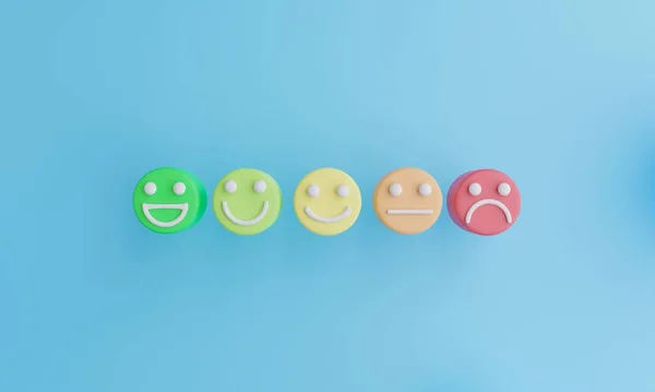 Conjunto Emoji Emoticons Com Humor Triste Feliz Avaliação Cliente Conceito — Fotografia de Stock