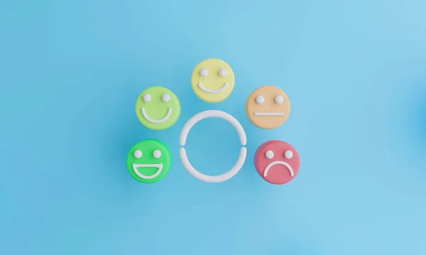 Üzgün Mutlu Ruh Hali Olan Bir Dizi Emoji Simgesi Müşteri — Stok fotoğraf