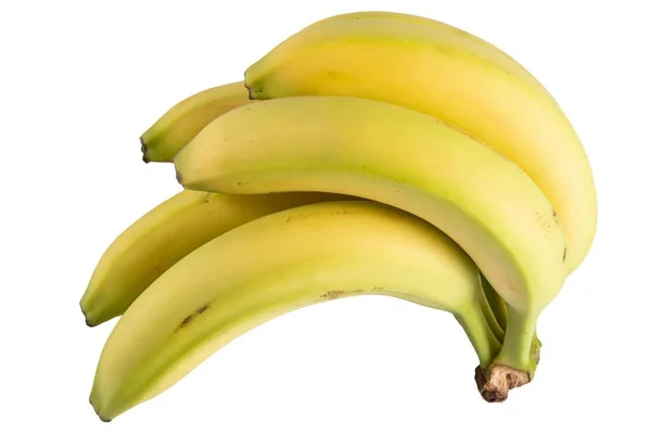 Primer Plano Plátanos Amarillos Sanos Aislados Sobre Fondo Blanco — Foto de Stock