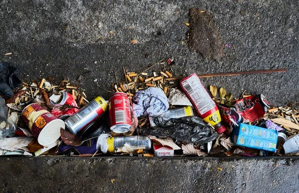 Closeup Top View Dirty Rubbish Streets Margate — Stock Photo, Image