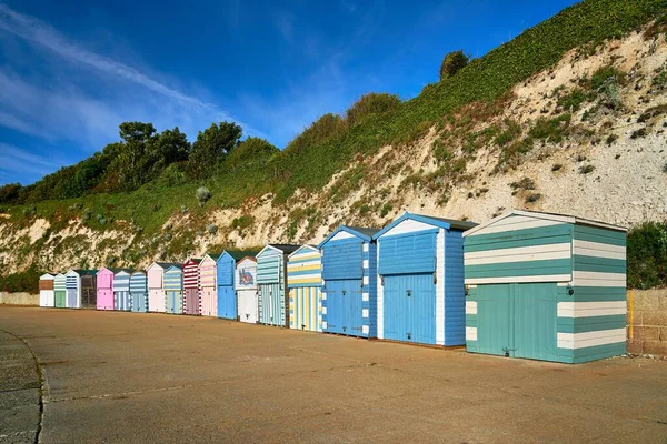 Kleurrijke Houten Strandhutten Bij Dumpton Gap Beach Thanet Kent — Stockfoto