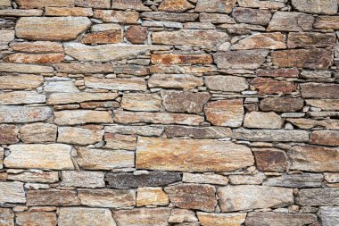 Dry masonry Stone wall background texture. Full frame