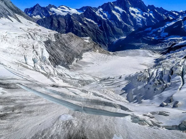 Παγετώνας Eismeer Μεταξύ Eiger Και Jungfrau Στην Κορυφή Της Ευρώπης — Φωτογραφία Αρχείου