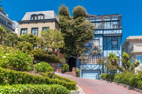 San Francisco Famous Lombard Street Winding Street Russian Hill Coit — Stock Photo, Image