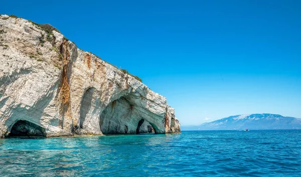 Scenic White Caves Azure Sea Zakynthos Greece — Stock Photo, Image