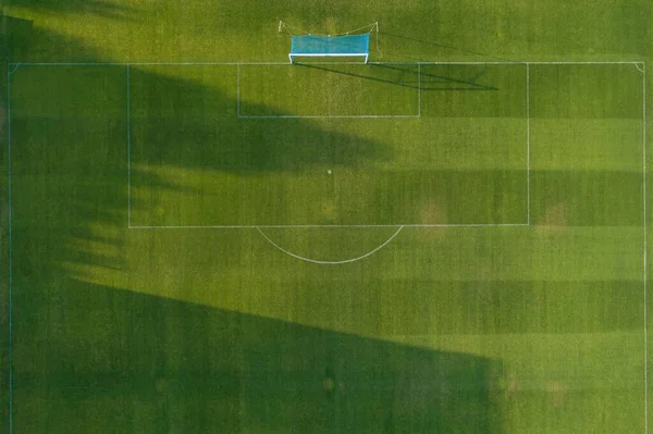 Vista Aérea Gol Campo Futebol Grama — Fotografia de Stock