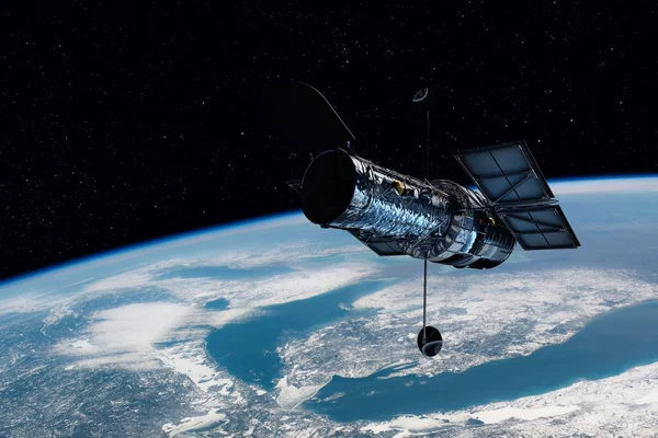 The Hubble Space Telescope launched into low earth orbit