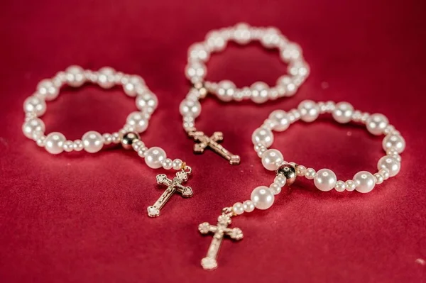 Une Décennie Rosaire Avec Des Perles Utilisées Pour Prière Aussi — Photo