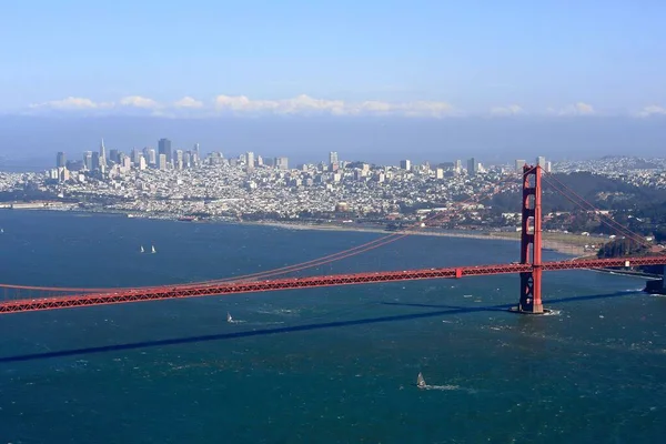 Vista Aérea Ponte Golden Gate Com Vista Panorâmica São Francisco — Fotografia de Stock