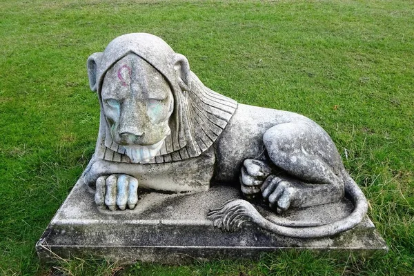 Scultura Del Leone Leazes Park Newcastle Tyne Regno Unito Realizzata — Foto Stock