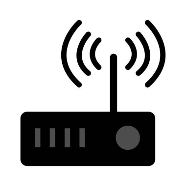 Beyaz arkaplanda izole edilmiş siyah bir internet yönlendirici simgesi