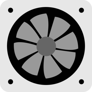 Beyaz arkaplanda izole edilmiş bir işlemci fan simgesi