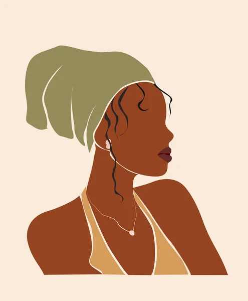 Abstract Woman Portrait Black Skin Girl Fashion Illustration — Stock Vector