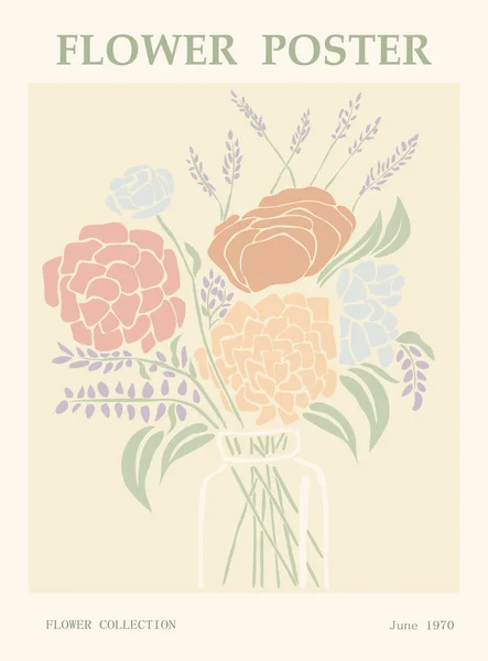 Abstraktní Květinový Plakát Trendy Botanické Stěnové Umění Květinovým Designem Dánských — Stockový vektor
