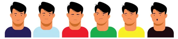 Vários Personagens Masculinos Design Gráfico Expressando Emoções Diferentes Isoladas Fundo —  Vetores de Stock